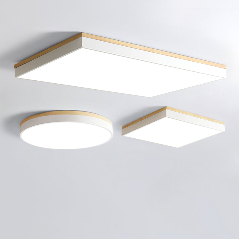 Geometry Shape LED Ceiling Lamp Modern Wood 1 Light Flush Mount for Balcony Aisle