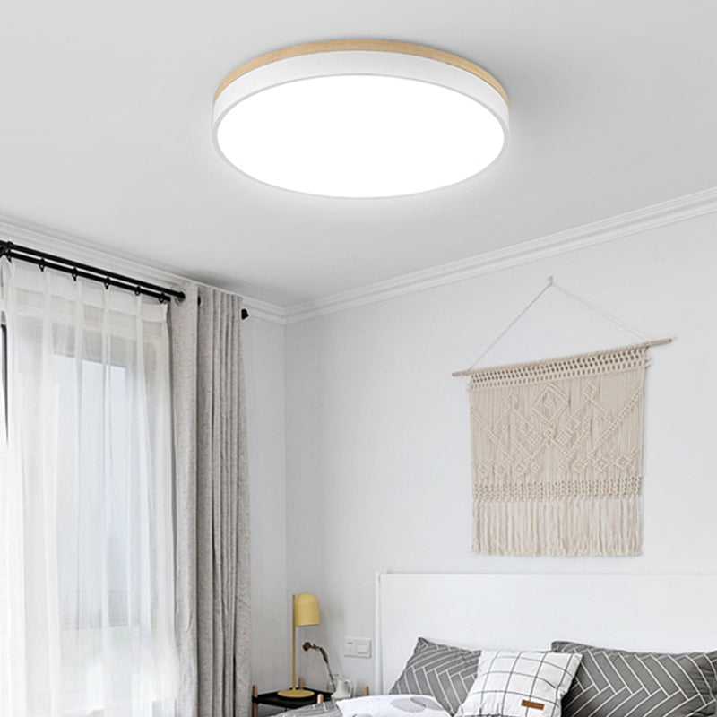 Geometry Shape LED Ceiling Lamp Modern Wood 1 Light Flush Mount for Balcony Aisle