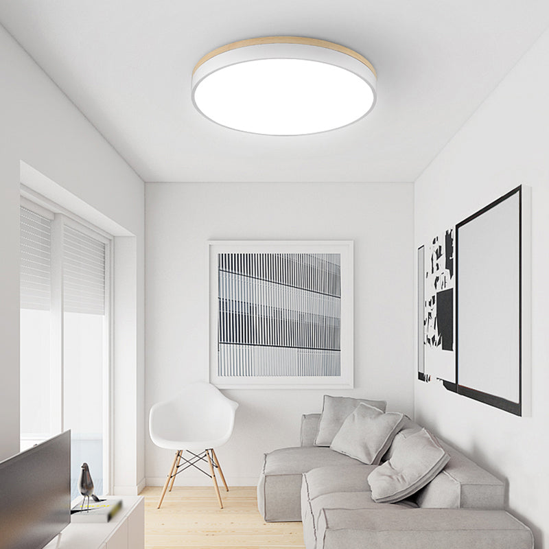 Geometry Shape LED Ceiling Lamp Modern Wood 1 Light Flush Mount for Balcony Aisle