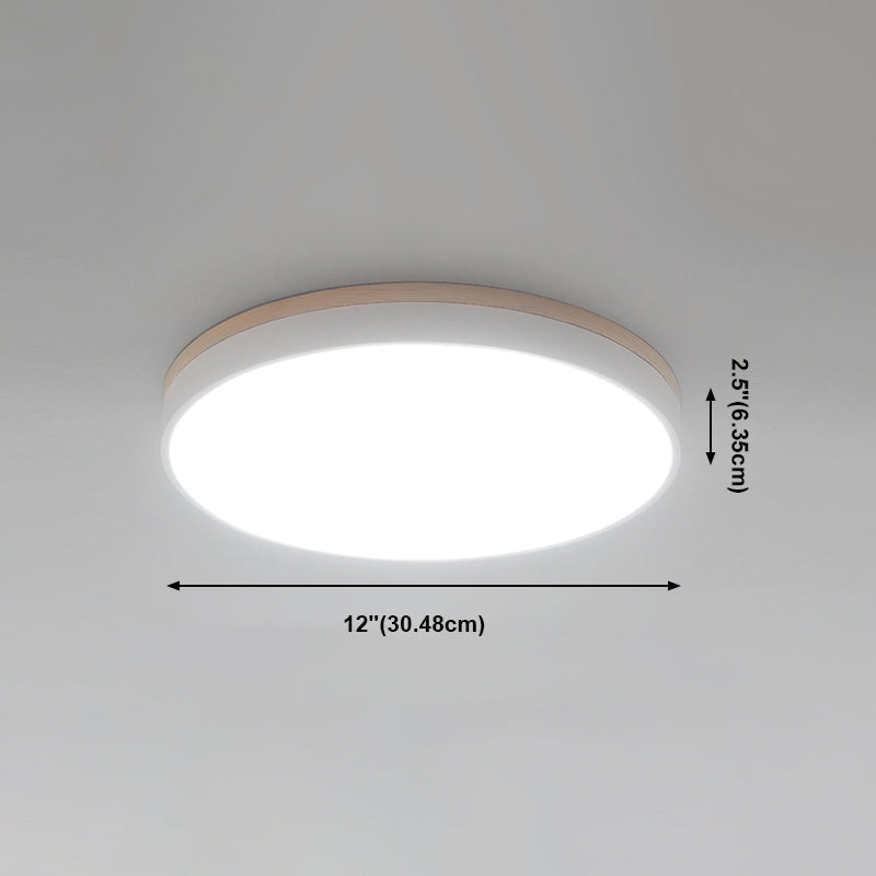 Geometry Shape LED Ceiling Lamp Modern Wood 1 Light Flush Mount for Balcony Aisle