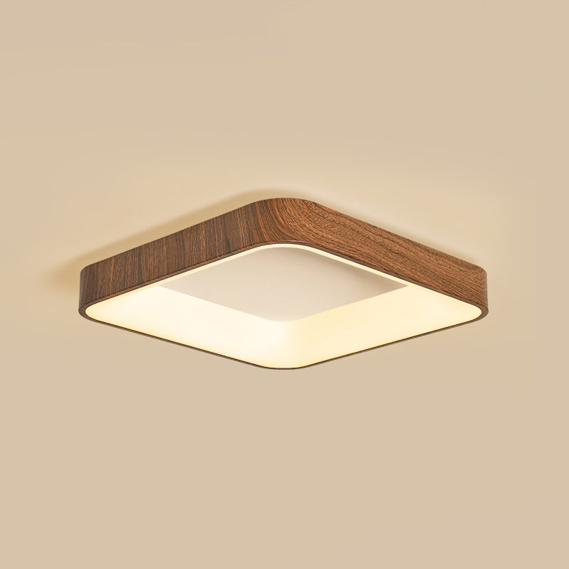 Geometry Shape LED Ceiling Lamp Modern Wood 1 Light Flush Mount for Bedroom Study