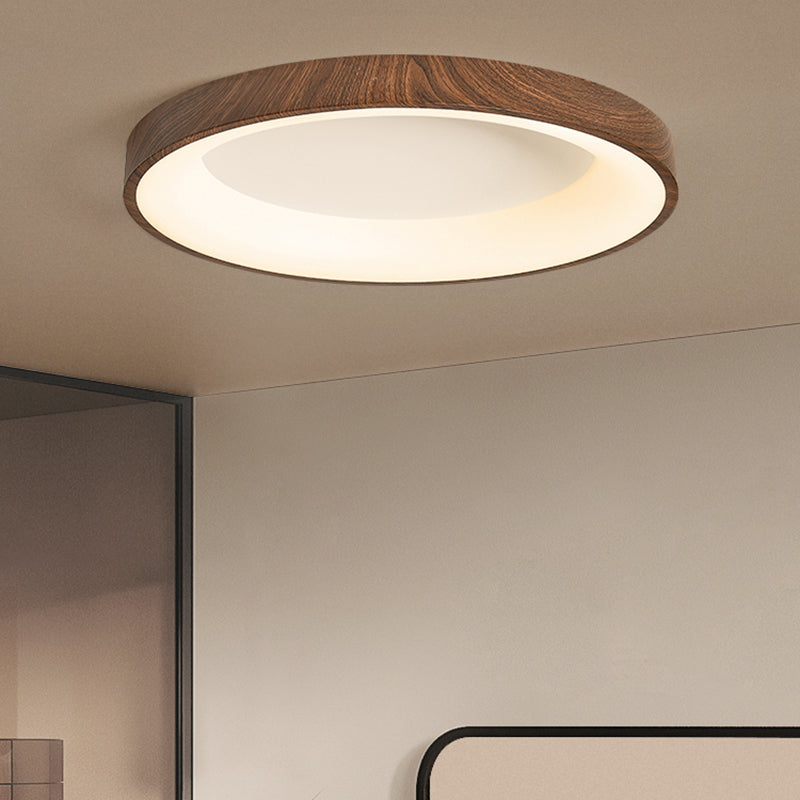 Geometry Shape LED Ceiling Lamp Modern Wood 1 Light Flush Mount for Bedroom Study