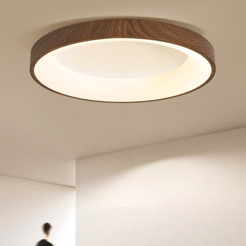 Geometry Shape LED Ceiling Lamp Modern Wood 1 Light Flush Mount for Bedroom Study