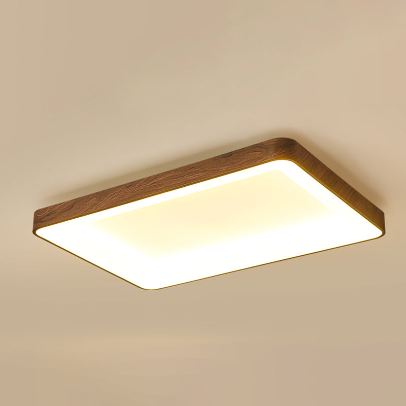 Geometry Shape LED Ceiling Lamp Modern Wood 1 Light Flush Mount for Bedroom Study