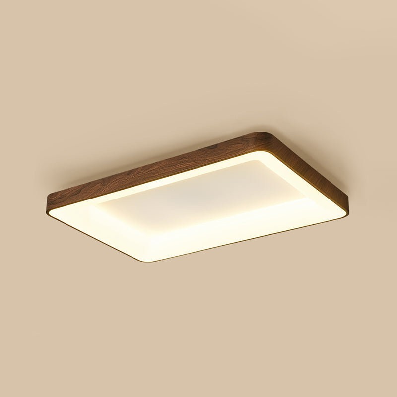 Geometry Shape LED Ceiling Lamp Modern Wood 1 Light Flush Mount for Bedroom Study