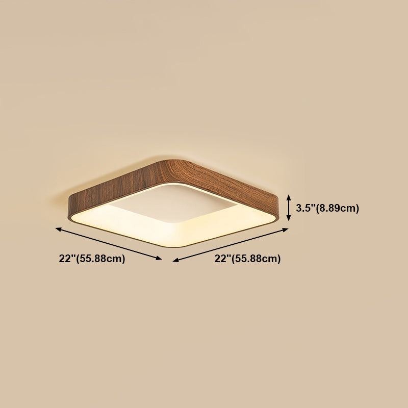 Geometry Shape LED Ceiling Lamp Modern Wood 1 Light Flush Mount for Bedroom Study