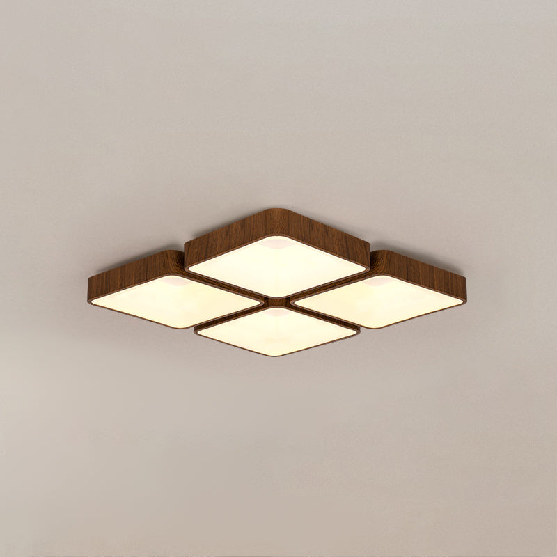 Geometry Shape LED Ceiling Lamp Modern Wood Flush Mount for Bedroom Living Room