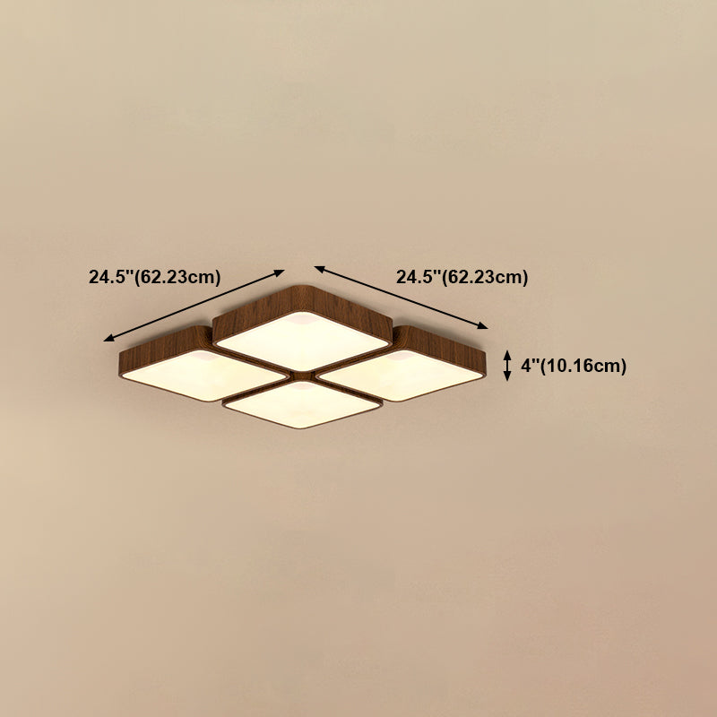 Geometry Shape LED Ceiling Lamp Modern Wood Flush Mount for Bedroom Living Room