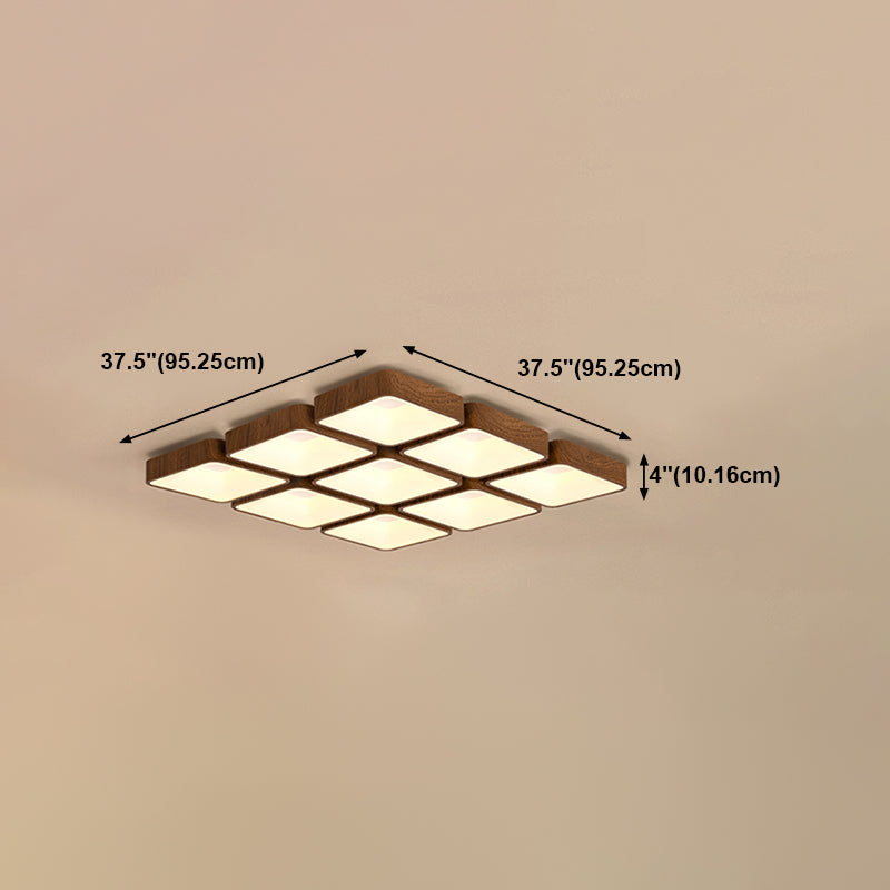 Geometry Shape LED Ceiling Lamp Modern Wood Flush Mount for Bedroom Living Room