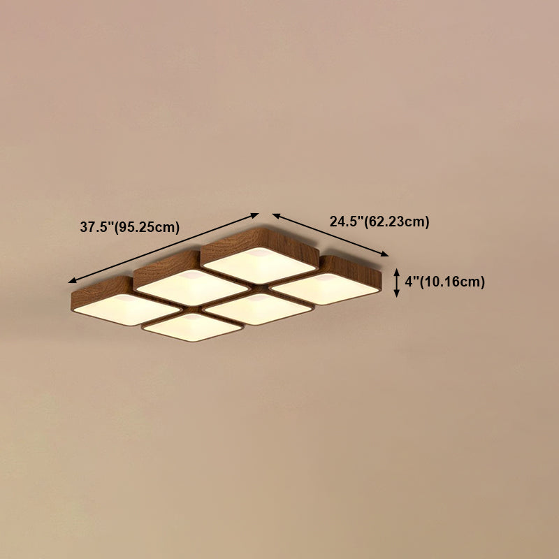 Geometry Shape LED Ceiling Lamp Modern Wood Flush Mount for Bedroom Living Room