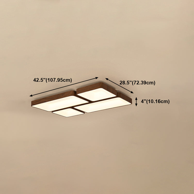 Geometry Shape LED Ceiling Lamp Modern Wood Flush Mount for Bedroom Living Room