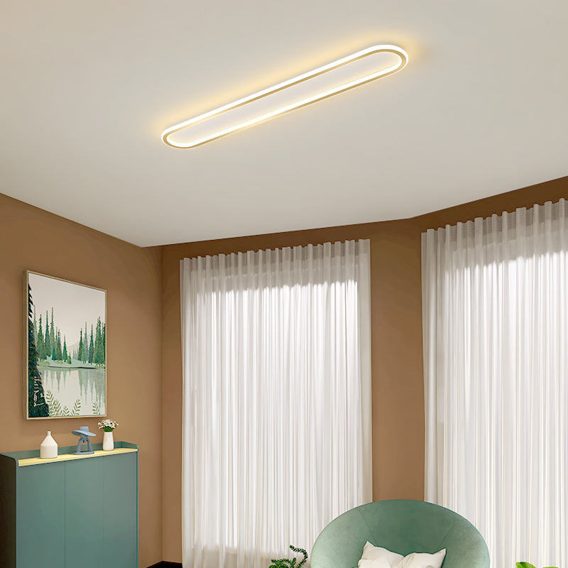 Elliptical Shape LED Ceiling Lamp Modern Iron 1 Light Flush Mount for Aisle Corridor