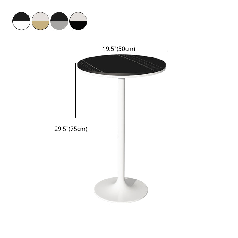 Stone Bar Dining Table Modern Round Bar Table with Pedestal Base for Dining Room