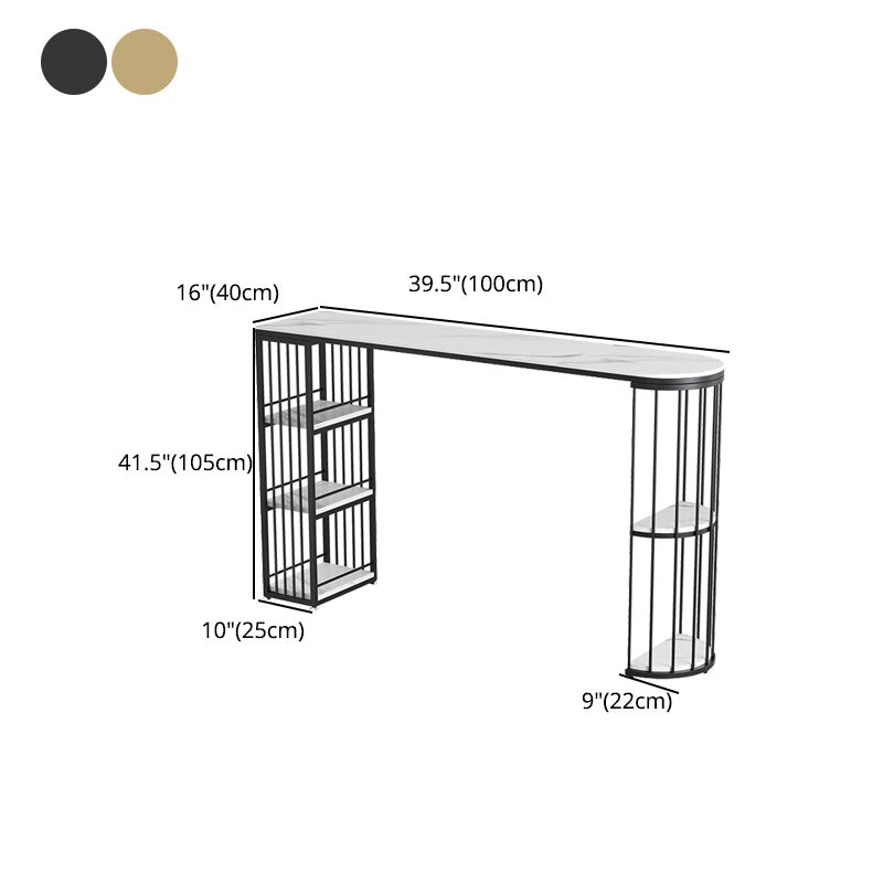 Stone Bar Dining Table Glam Bar Table with Double Pedestal for Dining Room Kitchen