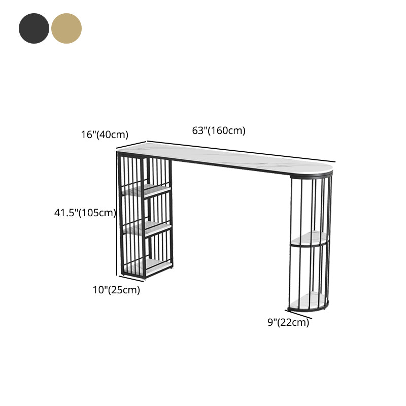 Stone Bar Dining Table Glam Bar Table with Double Pedestal for Dining Room Kitchen