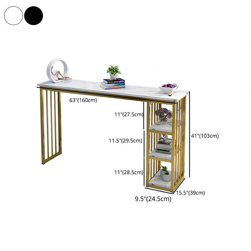 Rectangle Bar Table Contemporary Bar Dining Table with Sled Base in Gold