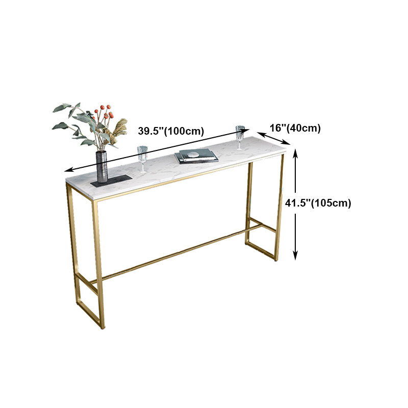 Rectangle Stone Bar Dining Table Traditional Luxury Bar Table with Trestle Base