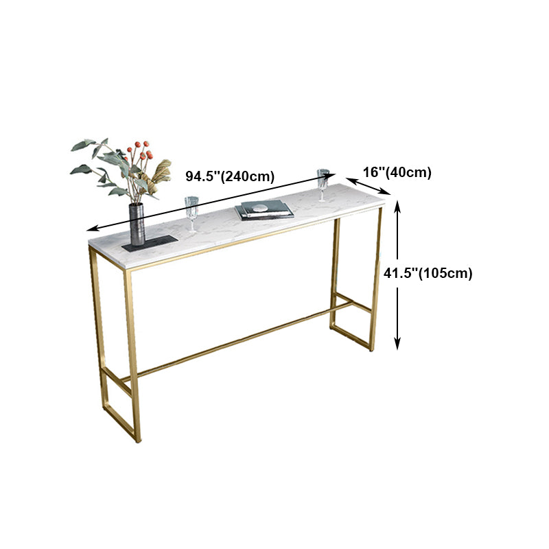 Rectangle Stone Bar Dining Table Traditional Luxury Bar Table with Trestle Base