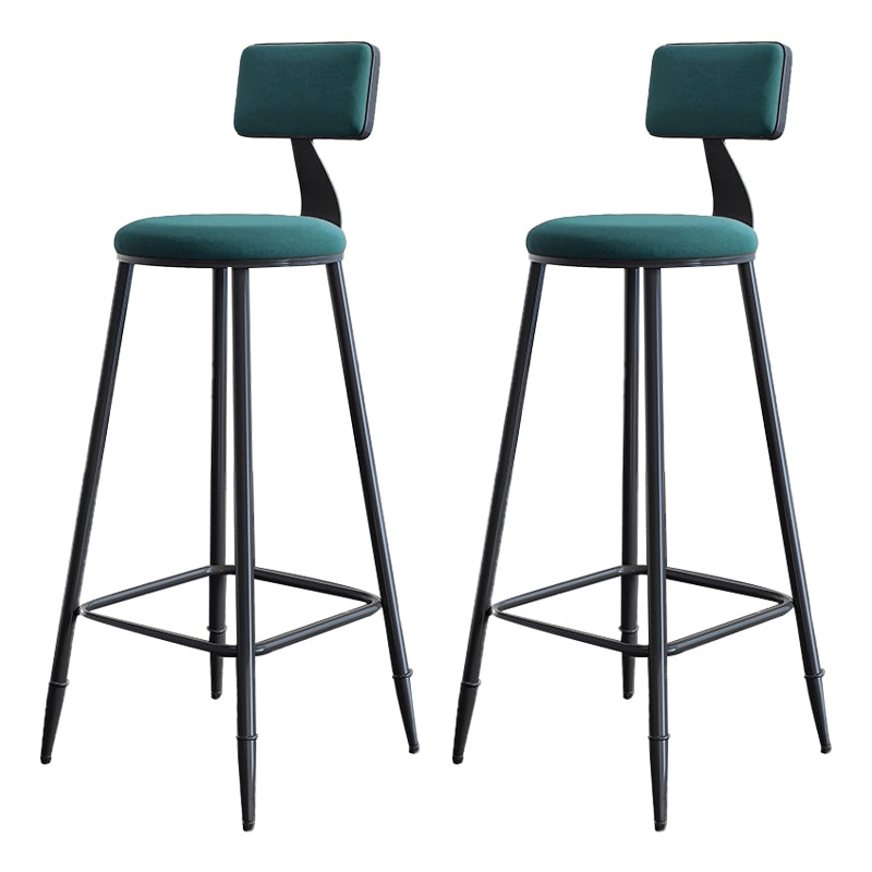 Industrial Armless Backrest Counter Stool Iron Milk Tea Shop Bar Stool with Cushion