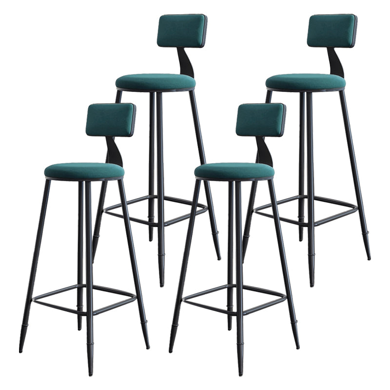 Industrial Armless Backrest Counter Stool Iron Milk Tea Shop Bar Stool with Cushion