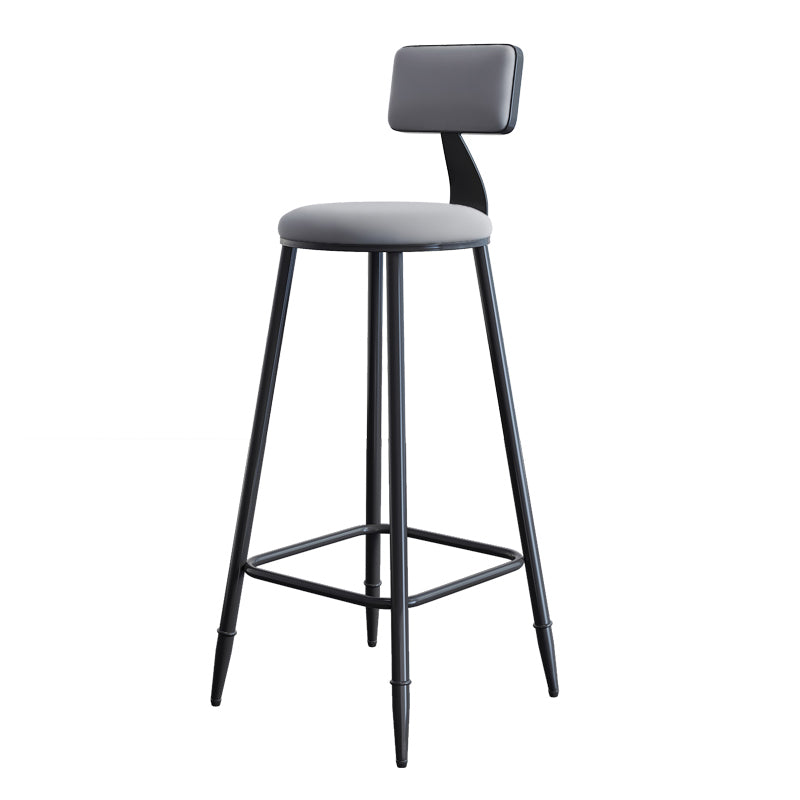 Industrial Armless Backrest Counter Stool Iron Milk Tea Shop Bar Stool with Cushion