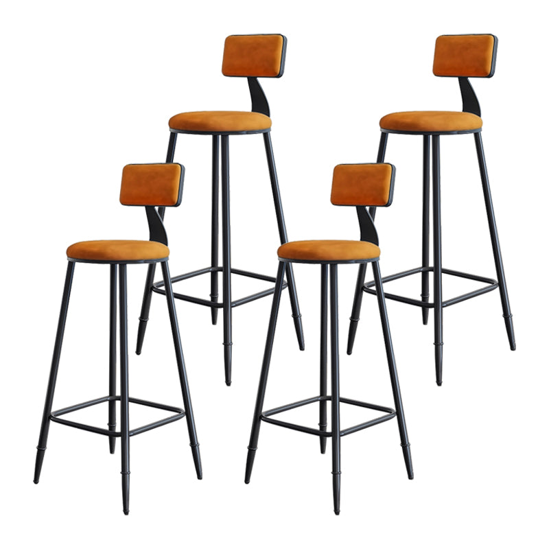 Industrial Armless Backrest Counter Stool Iron Milk Tea Shop Bar Stool with Cushion