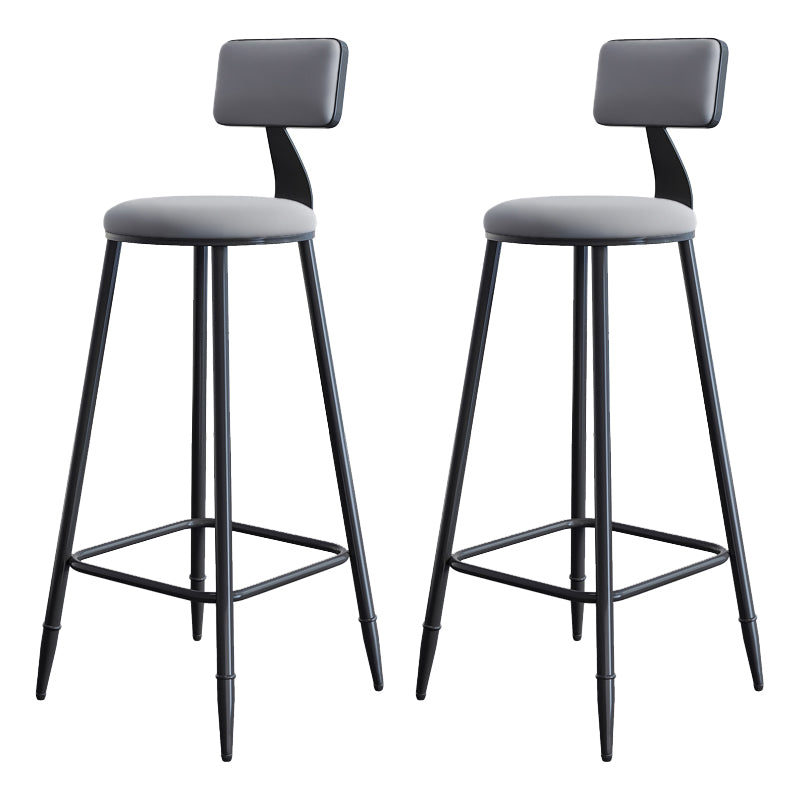 Industrial Armless Backrest Counter Stool Iron Milk Tea Shop Bar Stool with Cushion