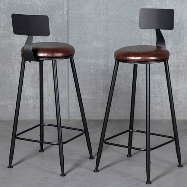 Industrial Armless Backrest Counter Stool Iron Milk Tea Shop Bar Stool with Cushion