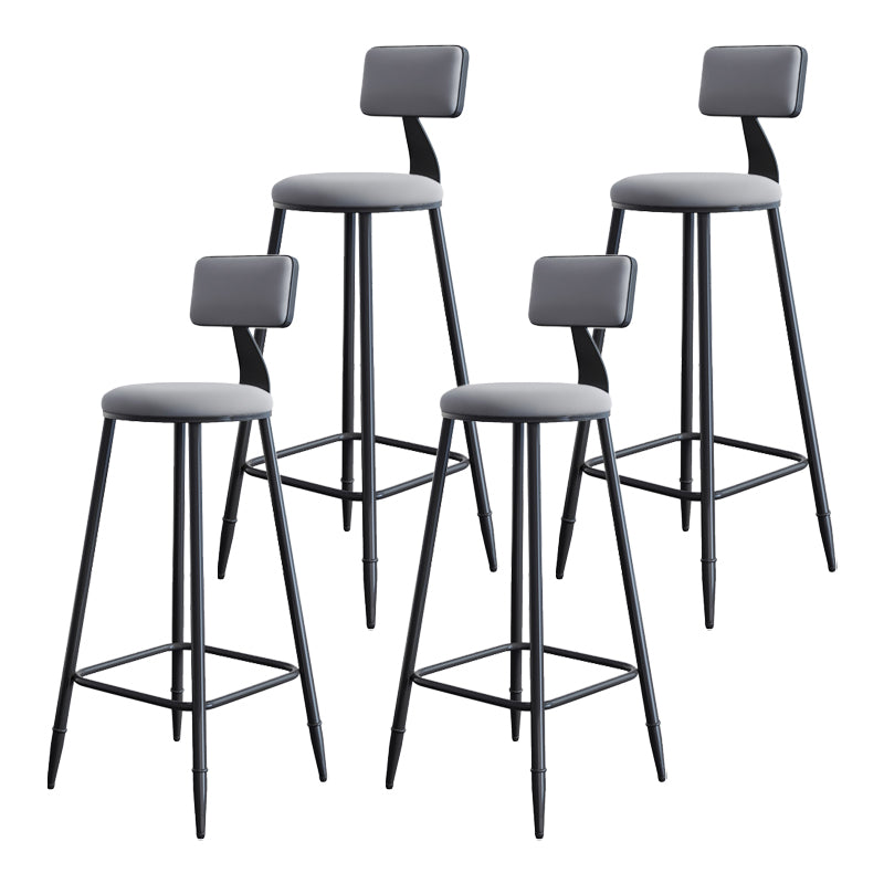 Industrial Armless Backrest Counter Stool Iron Milk Tea Shop Bar Stool with Cushion