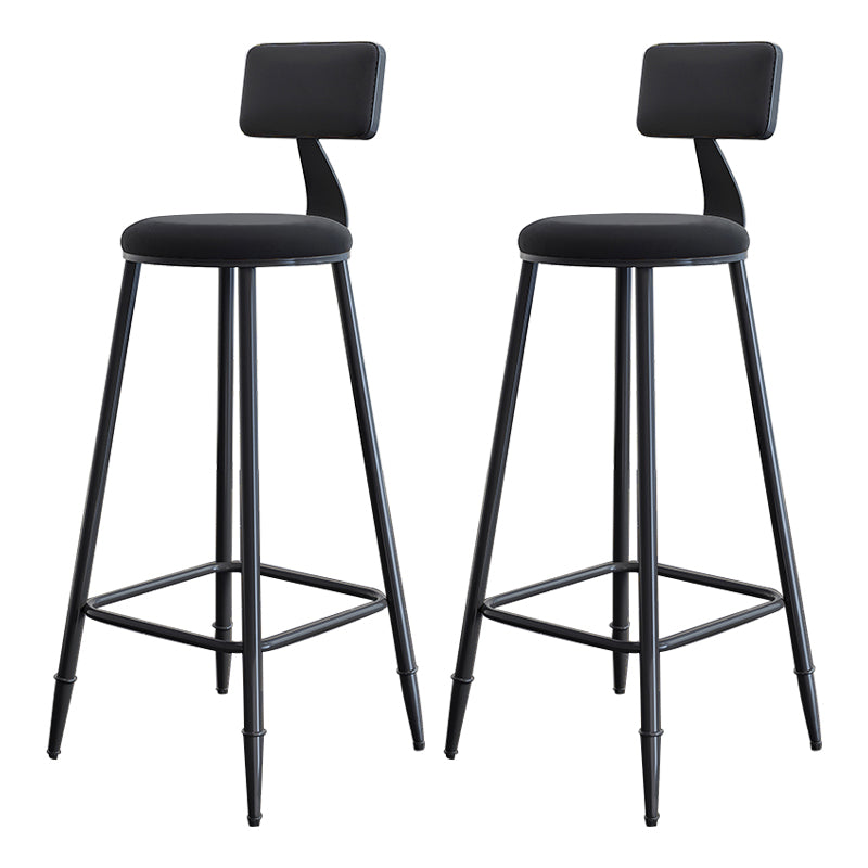 Industrial Armless Backrest Counter Stool Iron Milk Tea Shop Bar Stool with Cushion