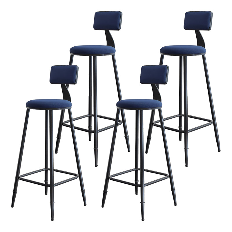 Industrial Armless Backrest Counter Stool Iron Milk Tea Shop Bar Stool with Cushion