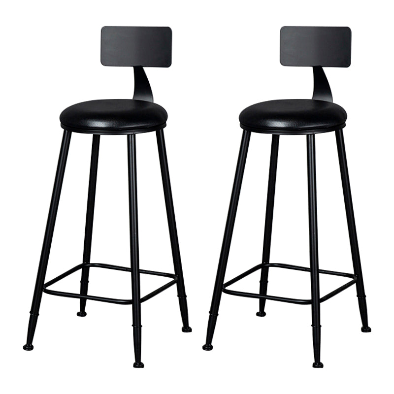 Industrial Armless Backrest Counter Stool Iron Milk Tea Shop Bar Stool with Cushion