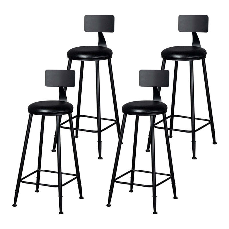 Industrial Armless Backrest Counter Stool Iron Milk Tea Shop Bar Stool with Cushion