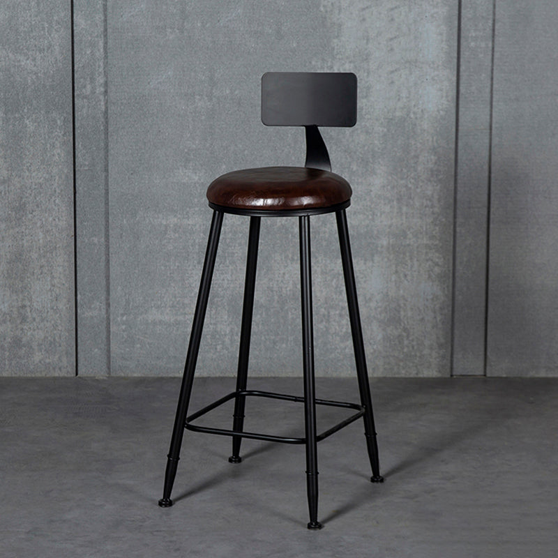 Industrial Armless Backrest Counter Stool Iron Milk Tea Shop Bar Stool with Cushion