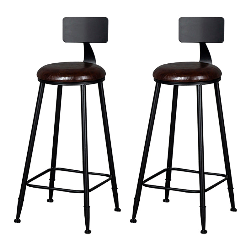 Industrial Armless Backrest Counter Stool Iron Milk Tea Shop Bar Stool with Cushion