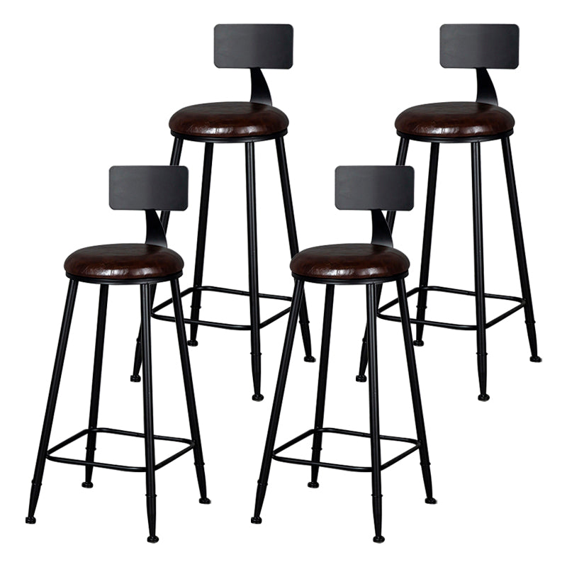 Industrial Armless Backrest Counter Stool Iron Milk Tea Shop Bar Stool with Cushion