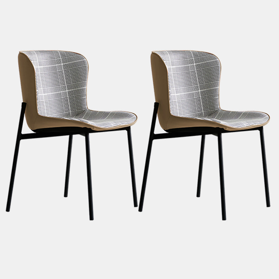 Minimalist Armless Solid Back Chair Linen Dining Chairs for Home