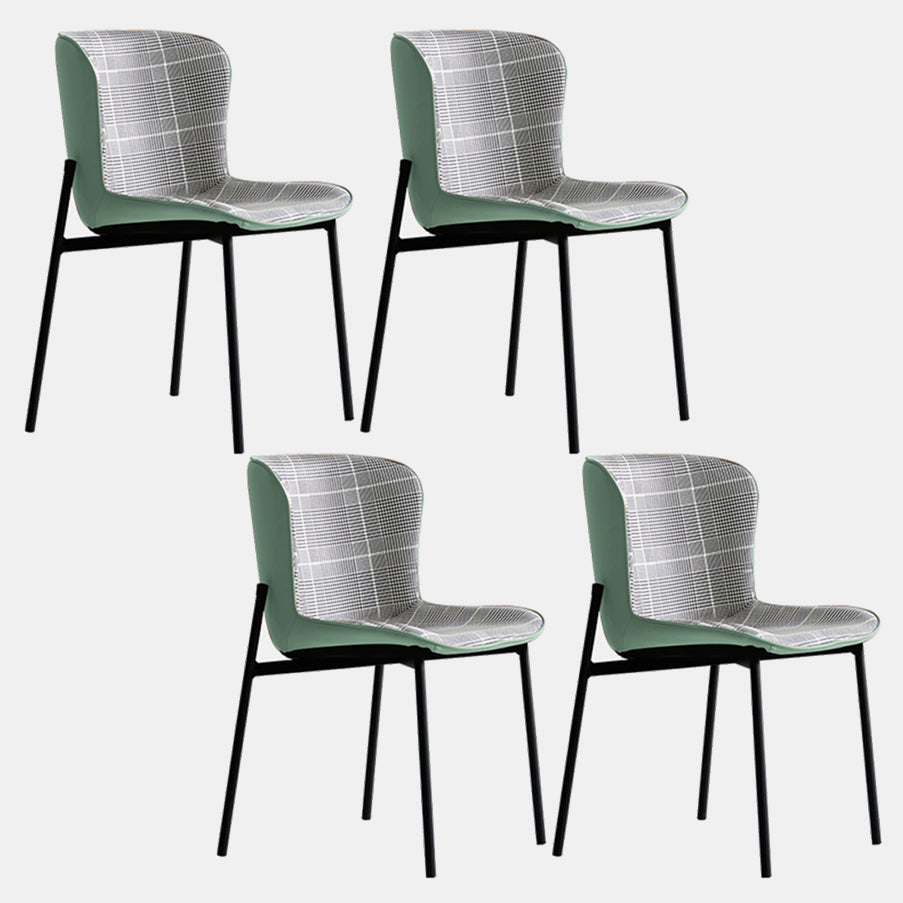 Minimalist Armless Solid Back Chair Linen Dining Chairs for Home