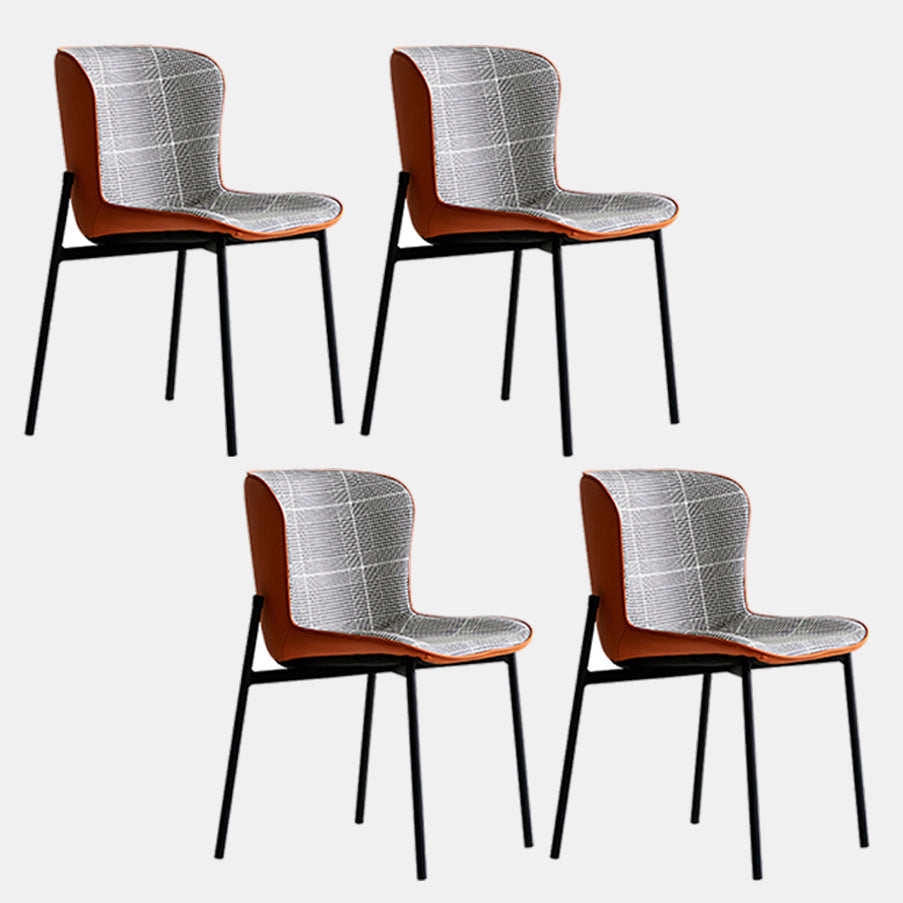 Minimalist Armless Solid Back Chair Linen Dining Chairs for Home