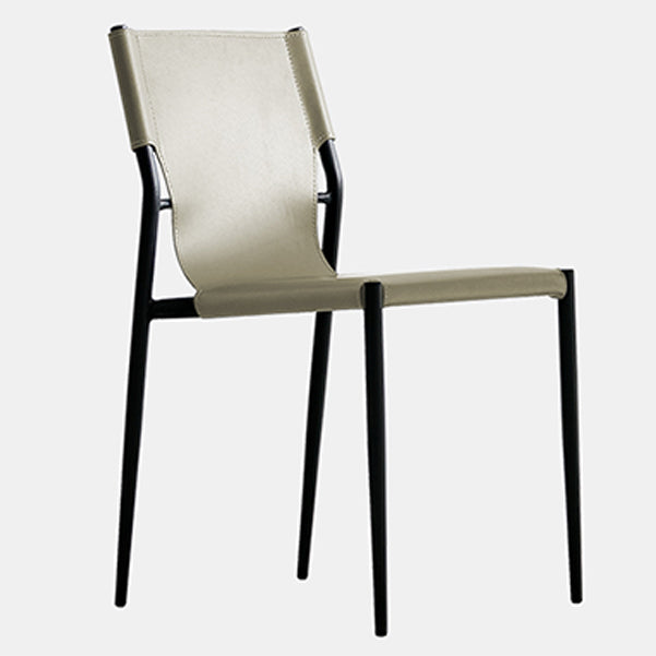 Minimalist Leather Dining Chairs Armless Solid Back Chairs for Kitchen