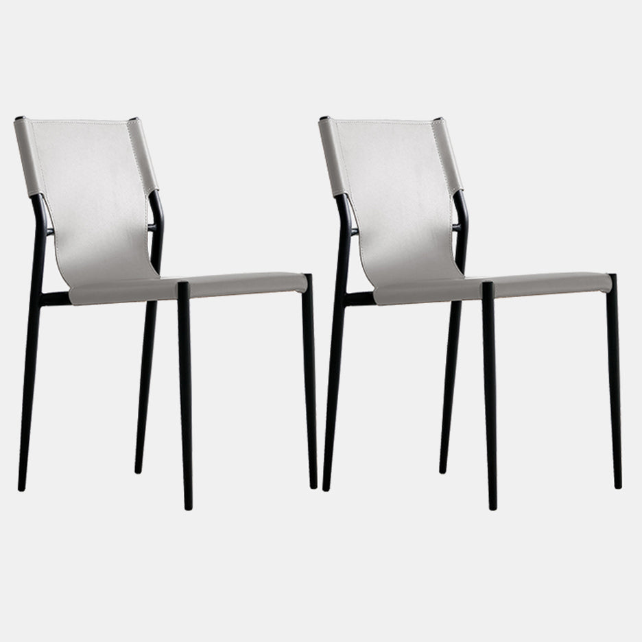 Minimalist Leather Dining Chairs Armless Solid Back Chairs for Kitchen