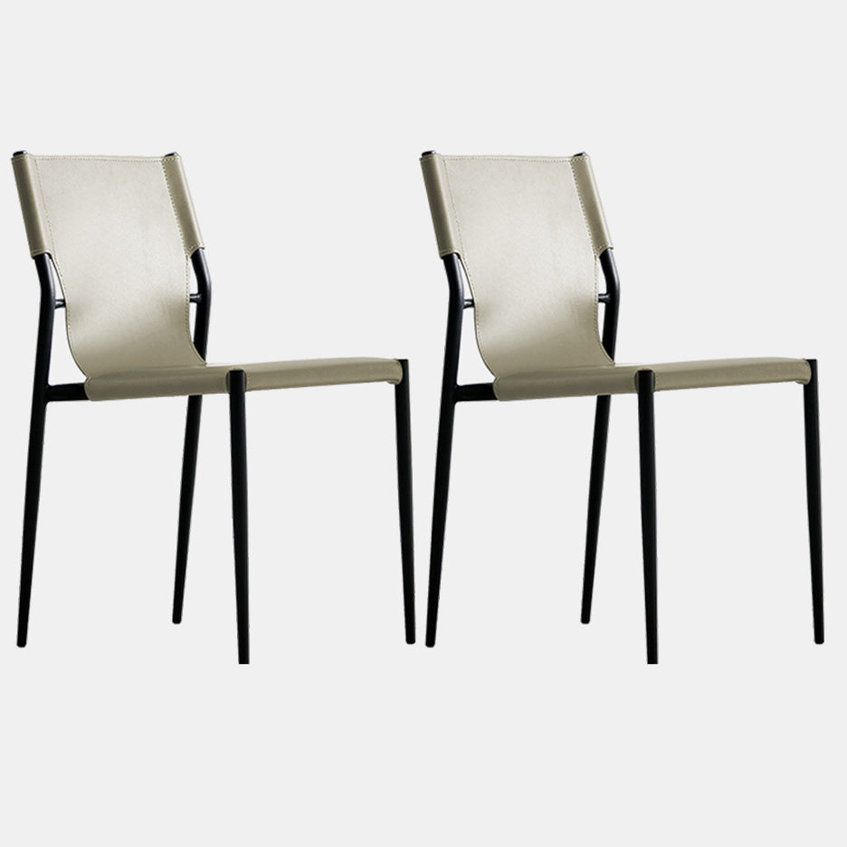 Minimalist Leather Dining Chairs Armless Solid Back Chairs for Kitchen