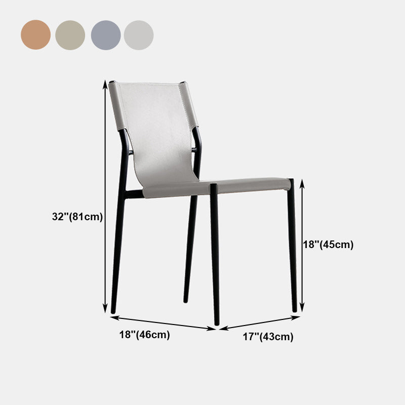 Minimalist Leather Dining Chairs Armless Solid Back Chairs for Kitchen