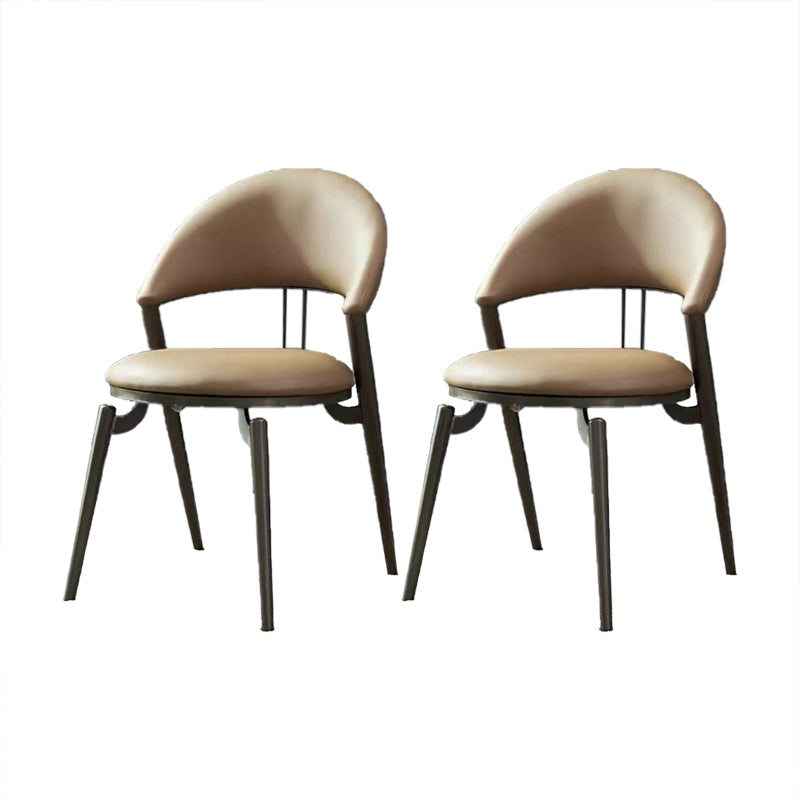 Contemporary Open Back Chair Dining Armless Chair for Kitchen with Metal Legs