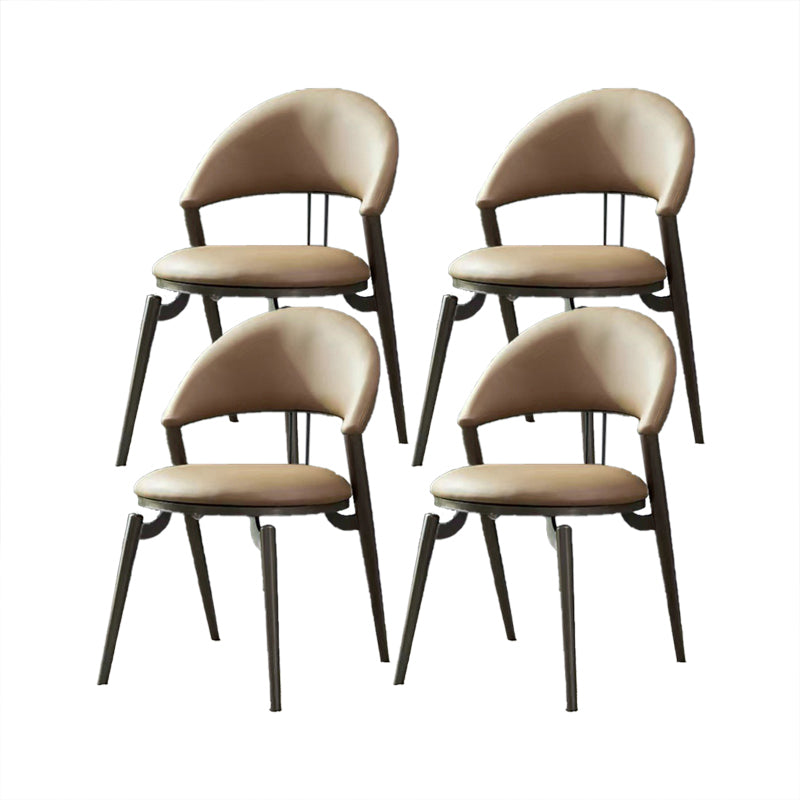 Contemporary Open Back Chair Dining Armless Chair for Kitchen with Metal Legs