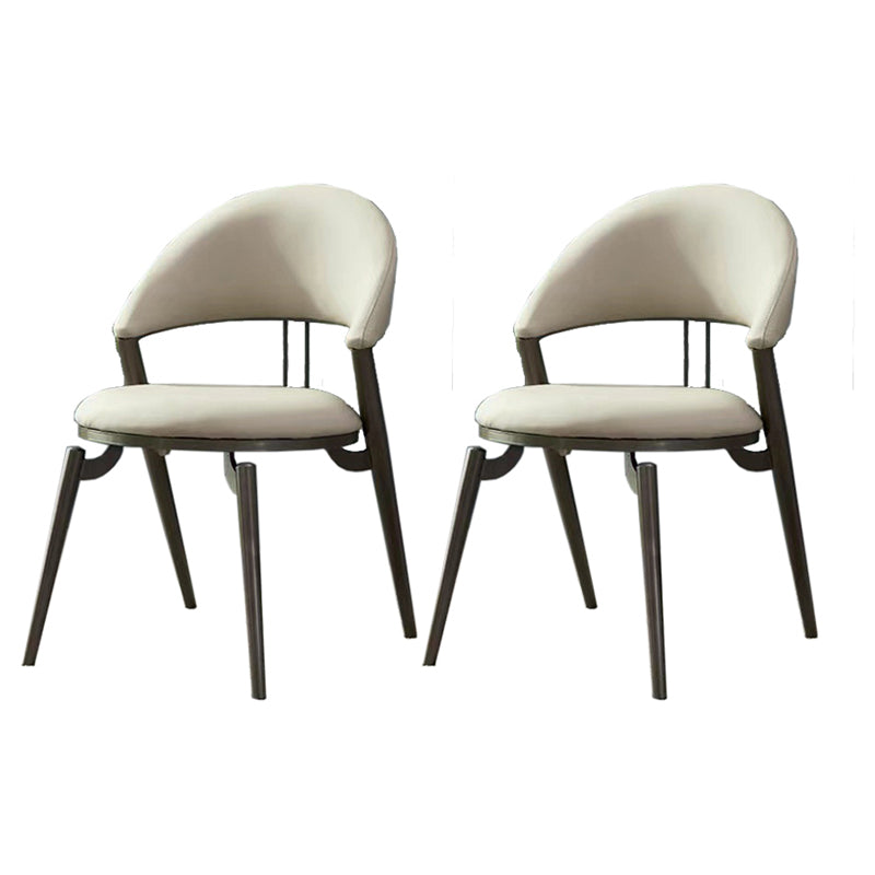 Contemporary Open Back Chair Dining Armless Chair for Kitchen with Metal Legs