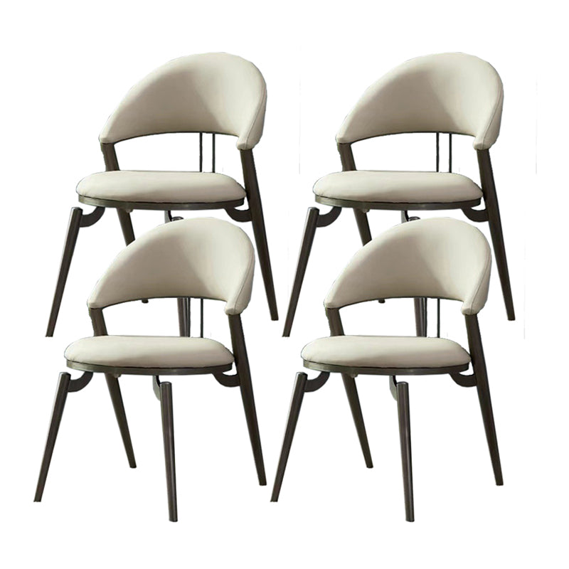 Contemporary Open Back Chair Dining Armless Chair for Kitchen with Metal Legs