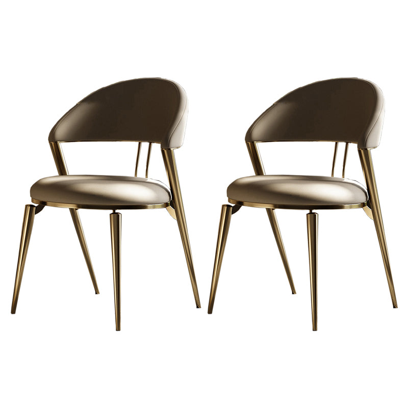 Contemporary Open Back Chair Dining Armless Chair for Kitchen with Metal Legs