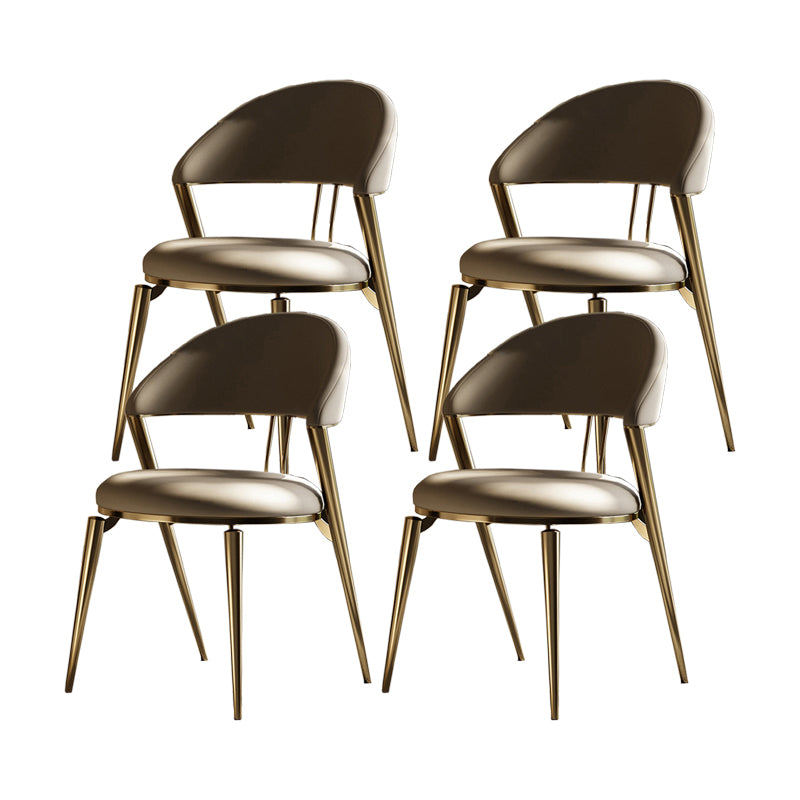 Contemporary Open Back Chair Dining Armless Chair for Kitchen with Metal Legs