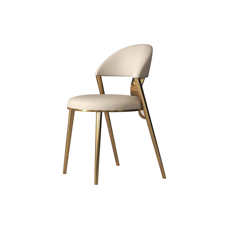 Contemporary Open Back Chair Dining Armless Chair for Kitchen with Metal Legs